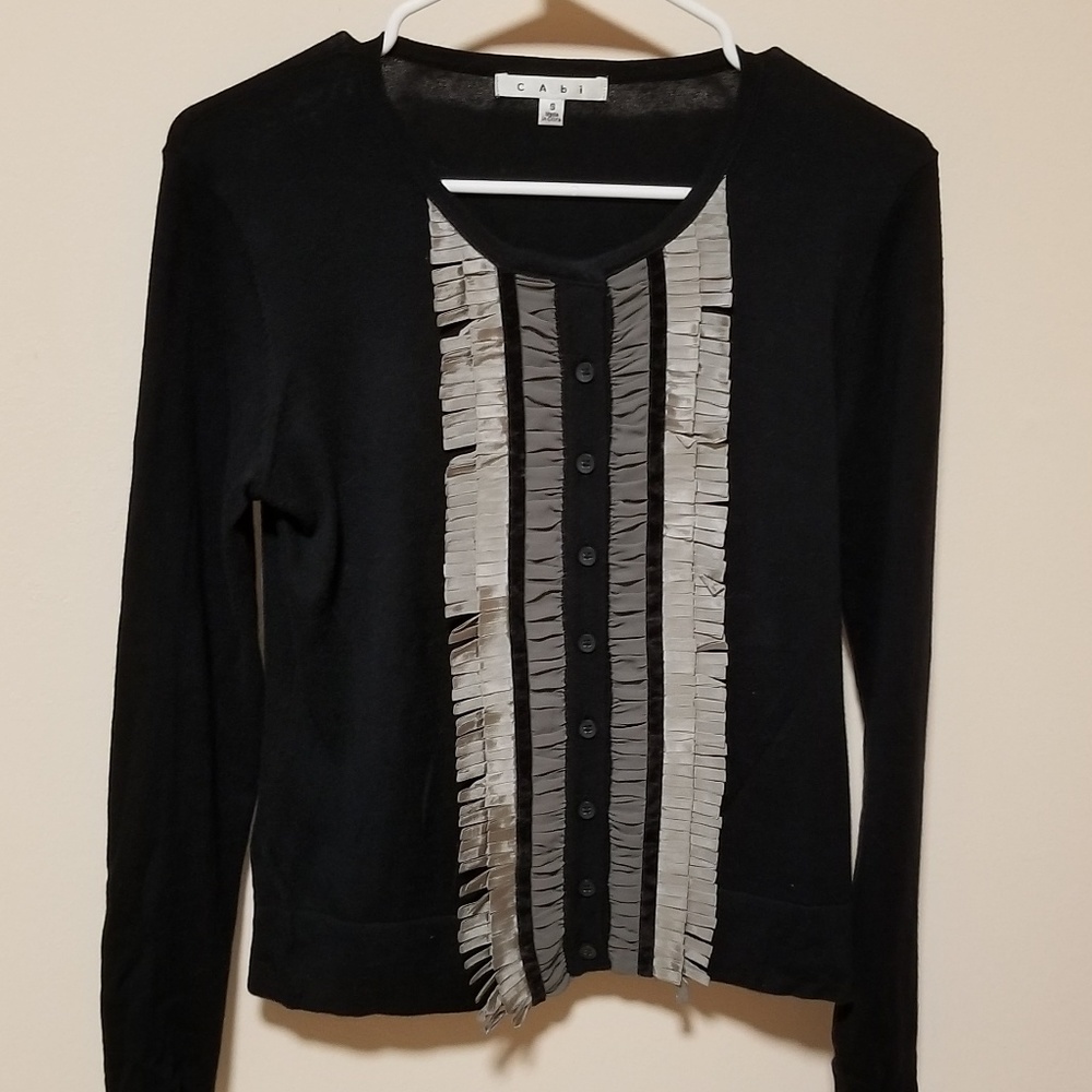Cabi black tuxedo cardigan size S style 172